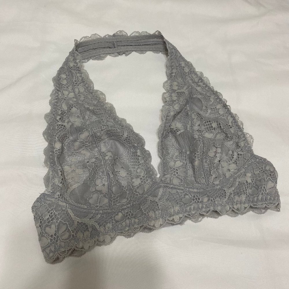 Free People Grey Galloon Lace Halter Bralette Sz S